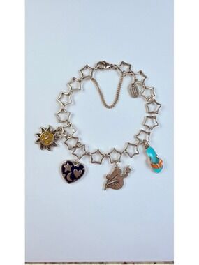 James Avery Mermaid, Heart, Sun & Flip Flop Charm 925 Sterling Silver Bracelet